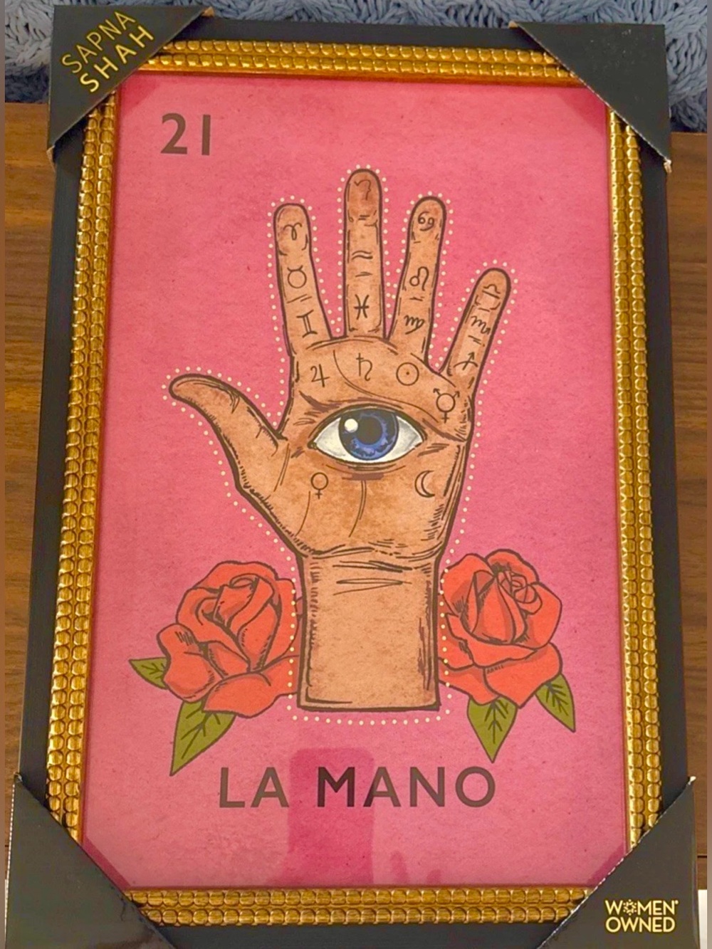 NEW SAPNA SHAH La Mano Wall Art 12"x18" Lotería Card Palm Reading Tarot Art.